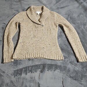 Charter Club PulloverKnit Sweater Brown Gold Faux Undershirt Collar Size S